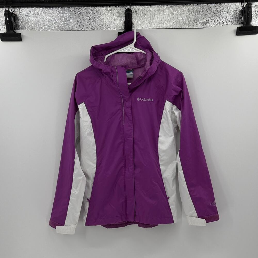 Columbia Girls Omni-Tech Waterproof Jacket - Purple/White - Large